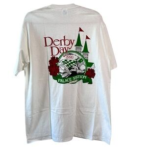 Vintage 1990 Jerzees Palace Station Las Vegas Derby Day Cotton T-Shirt XL Single